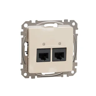 Schneider Gniazdo internetowe 2xRJ45 kat.5e UTP SEDNA Design & Elements beżowy - Gniazdka elektryczne - miniaturka - grafika 1
