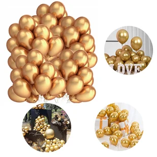 Balony Złote Metaliczne Duże Ślub Urodziny 100Szt - Wesele i ślub - miniaturka - grafika 1