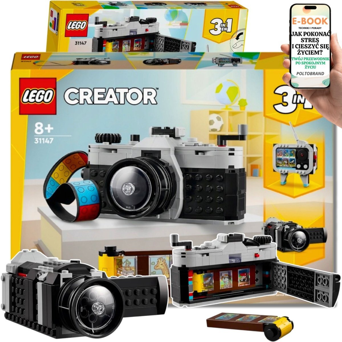 KLOCKI LEGO PREZENT - ZESTAW CREATOR 3w1 APARAT W STYLU RETRO DLA DZIECKA + EBOOK-1