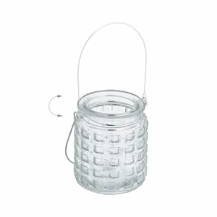 Lampion świecznik wazon słoik na tealight świeczkę SZKŁO przezroczyste 9 cm - Świeczniki - miniaturka - grafika 1