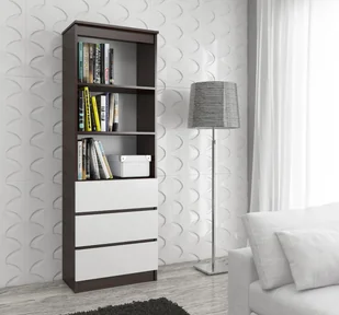 REGAŁ BIUROWY R 60 cm CLP 3 SZUFLADY 2 PÓŁKI WENGE / BIAŁY - Regały biurowe - miniaturka - grafika 6