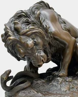 Figurki dekoracyjne - Lew i Wąż Duża Rzeźba z Brązu - miniaturka - grafika 1