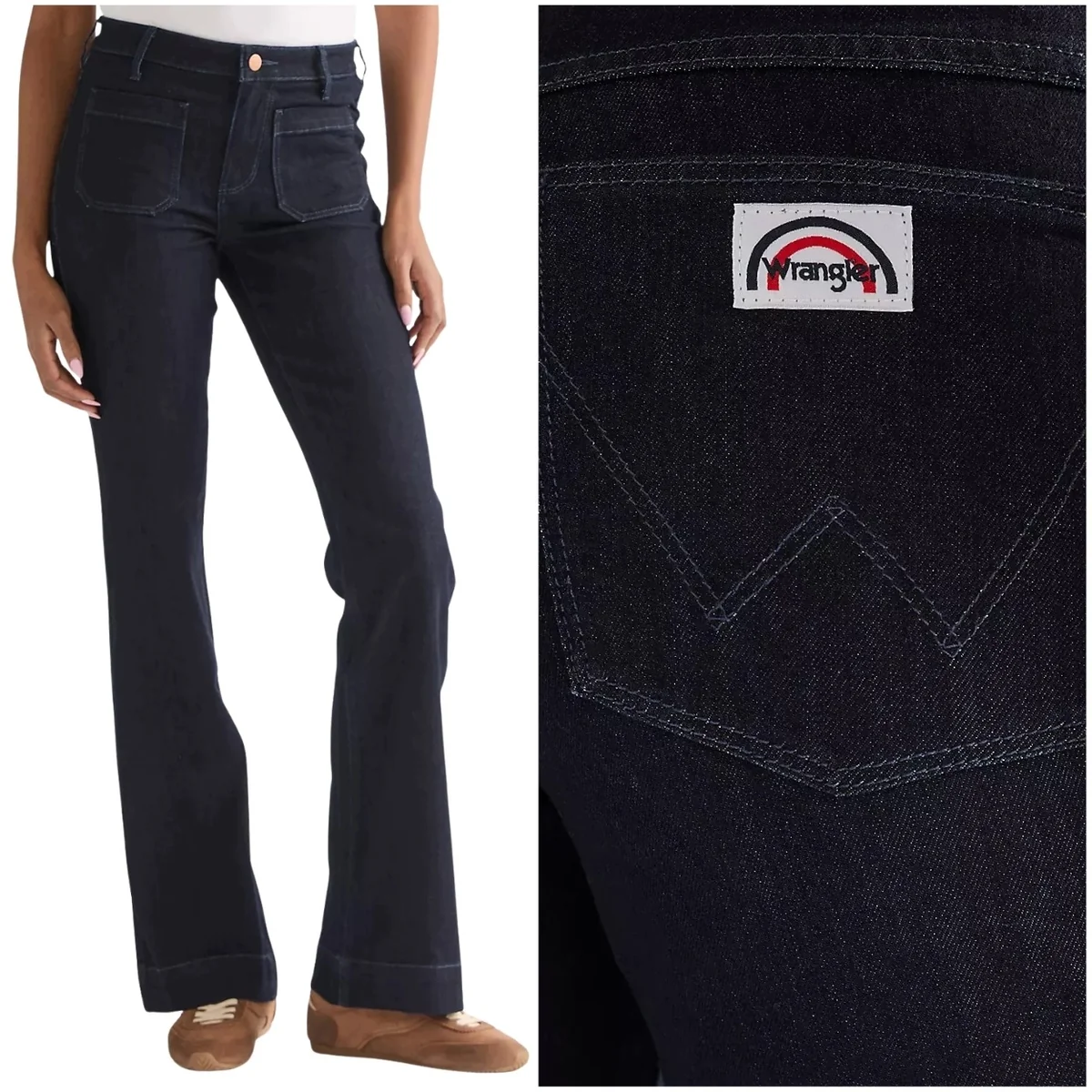 Wrangler Flare Moonlight wysokie damskie spodnie jeansowe dzwony W25 L32