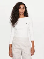 Bluzki damskie - Tommy Hilfiger Bluzka New Cody WW0WW40589 Écru Slim Fit - miniaturka - grafika 1