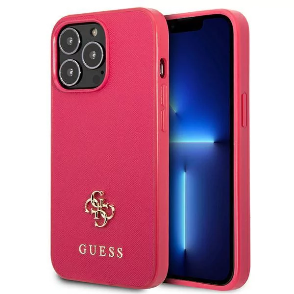 Etui Guess do iPhone 13 Pro Max 6,7" różowy/pink hardcase Saffiano 4G Small Metal Logo
