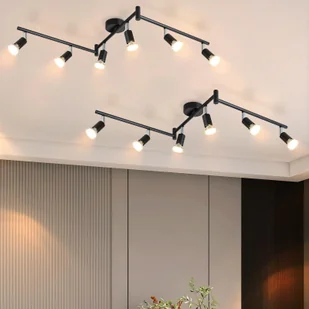 ZMH LED reflektor sufitowy 6 płomieni salon - 2 czarne lampy sufitowe nowoczesna lampa sufitowa GU10 sufitowy spot obrotowy 350° obrotowa lampa kuchenna spot reflektor sufitowy sypialnia bez żarówek - Lampy sufitowe - miniaturka - grafika 1