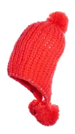 Czapki damskie - Dziewczęca czapka uszatka z pomponami czerwona Ambra r.55/60 - miniaturka - grafika 1