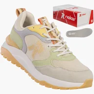 Półbuty damskie - Buty Damskie RIEKER Półbuty Skórzane Sportowe Sneakersy Beżowe W2506-60 39 - miniaturka - grafika 1