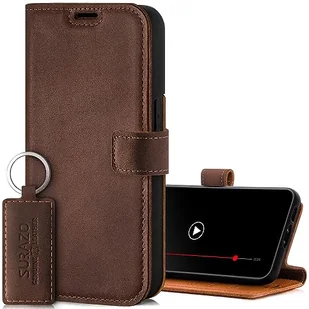 SURAZO Etui na telefon komórkowy Apple iPhone 14 Pro, skórzane etui ochronne z klapką z prawdziwej skóry [magnes, przegródka na karty, ochrona RFID, funkcja stojaka] etui z klapką z klapką - Etui i futerały do telefonów - miniaturka - grafika 1