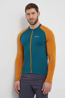 Bluzy męskie - Jack Wolfskin bluza sportowa Gravex kolor zielony wzorzysta 1809971 - grafika 1