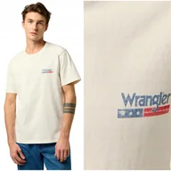 Koszulki męskie - Wrangler SMALL AMERICANA TEE Worn White koszulka bawełniana męska logo XXL - miniaturka - grafika 1