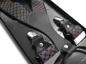 Dodatki do ubrań - Granatowo-zielone szelki do spodni w geometryczny wzór SZ168 - miniaturka - grafika 1