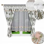 Firany - Firana gotowa woalowa z gipiurą z motywem KWIATOWYM 400x160 - miniaturka - grafika 1