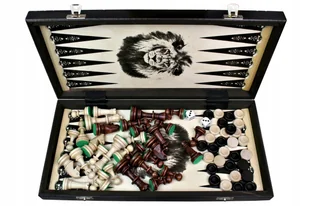 3w1 BACKGAMMON + Szachy DREWNIANE + Warcaby 40 cm - Gry planszowe - miniaturka - grafika 1