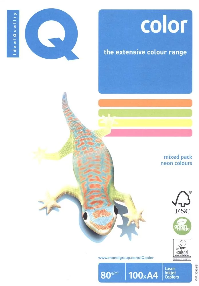 Mondi Papier IQ Color Mix Neon 80g A4 QC480 N-RB-100
