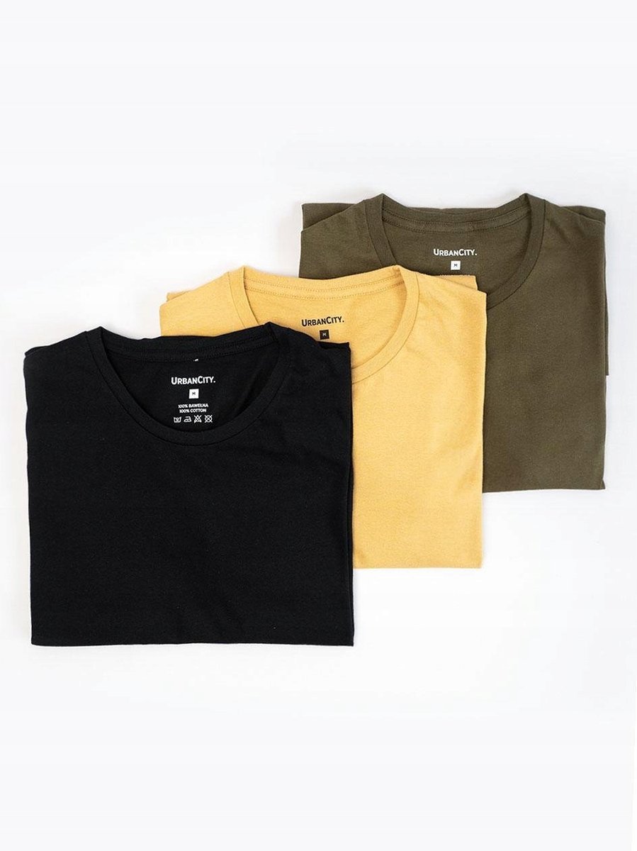 Zestaw T-SHIRT 3 SZT KOSZULKI BAWEŁNIANE MĘSKIE Klasyczne CZYSTE BASIC M