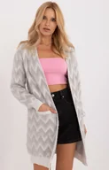 Swetry damskie - Szary kardigan damski AT-SW-2340-A.00, Kolor szary-wzór, Rozmiar uniwersalny, WOOL FASHION ITALIA - Primodo.com - miniaturka - grafika 1