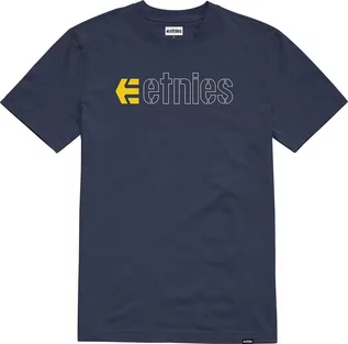 Koszulki męskie - t-shirt męski ETNIES ECORP TEE Navy/White/Yellow - grafika 1