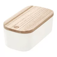 Pudła i pojemniki do przechowywania - Biały pojemnik z pokrywką z drewna paulownia iDesign Eco, 9x18,3 cm - miniaturka - grafika 1