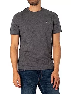 Koszulki męskie - GANT Koszulka męska Reg Shield Ss, Antracyt melanż, S - grafika 1