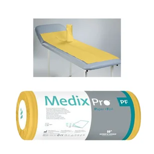 Podkład higieniczny na rolce 50cm x 160cm żółty podfoliowany 54g MedixPro 12szt - Kosmetyczne akcesoria jednorazowe - miniaturka - grafika 1