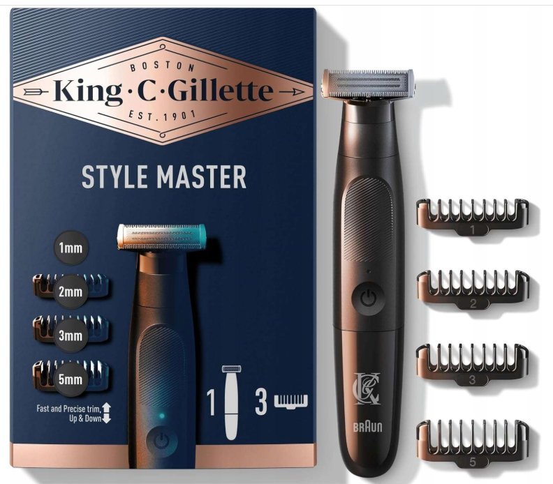 Trymer King C. Gillette Style Master 45 min 3 Nasadki Golarka Elektryczna