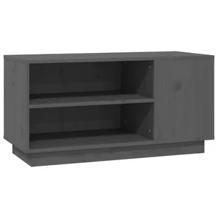 Szafka pod telewizor, szara, 80x35x40,5 cm, lite drewno sosnowe - Szafki RTV - miniaturka - grafika 3