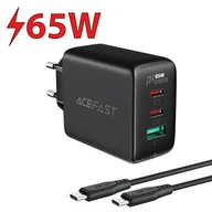 Ładowarki do telefonów - Acefast 2w1 ładowarka sieciowa 2x USB Typ C / USB 65W, PD, QC 3.0, AFC, FCP (zestaw z kablem) czarny (A13 black) A13 black - miniaturka - grafika 1