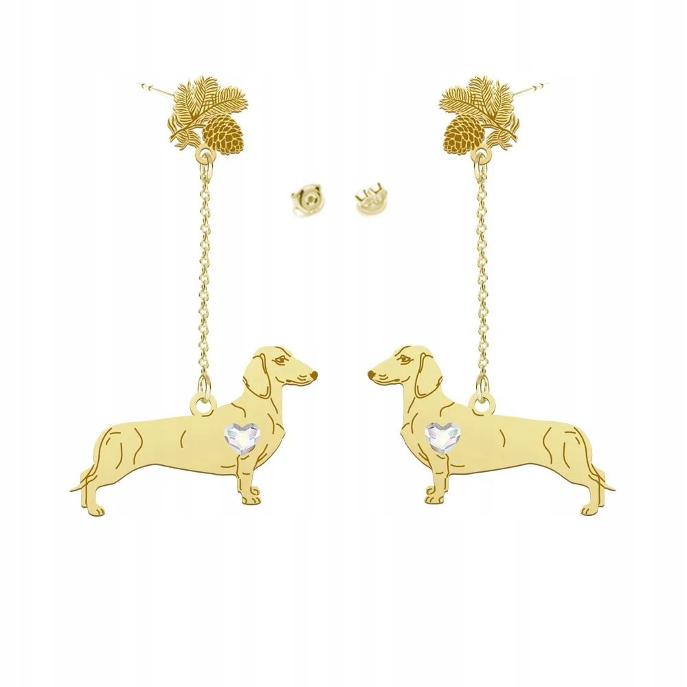 Kolczyki Złote z Jamnik Krótkowłosy 925 Prezent Biżuteria Kobieta GRAWER