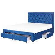 Łóżka - Łóżko z szufladami welurowe 180 x 200 cm niebieskie LIEVIN Lumarko! - miniaturka - grafika 1