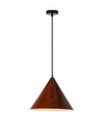 Lampy sufitowe - Lampa wisząca stożkowa Dunca 32 ciemny orzech, elegancka, drewno - miniaturka - grafika 1