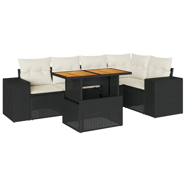 Zestaw mebli ogrodowych z rattanem PE, czarny, wymiary: 62x62x69 cm, 83x62x