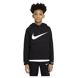 Nike Chłopięca bluza B Nsw Flc Swoosh Hooded Po czarny/(biały). 7 Lat DA0774-010 - Bluzy dla chłopców - miniaturka - grafika 1
