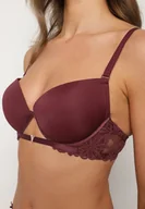 Biustonosze - Ciemnofioletowy Biustonosz Push-Up z Koronką i Wycięciem z Przodu Sariaris - Renee - miniaturka - grafika 1
