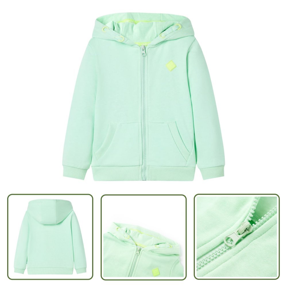 Bluza dziecięca z kapturem i zapięciem na zamek - jasna zieleń - 104 - Bluza Dziecięca