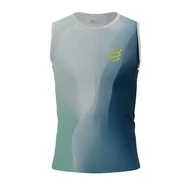 Bielizna sportowa męska - COMPRESSPORT Koszulka biegowa PERFORMANCE TANK niagara blue - miniaturka - grafika 1