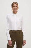 Koszule damskie - Tommy Hilfiger koszula bawełniana damska kolor biały regular z kołnierzykiem klasycznym - miniaturka - grafika 1