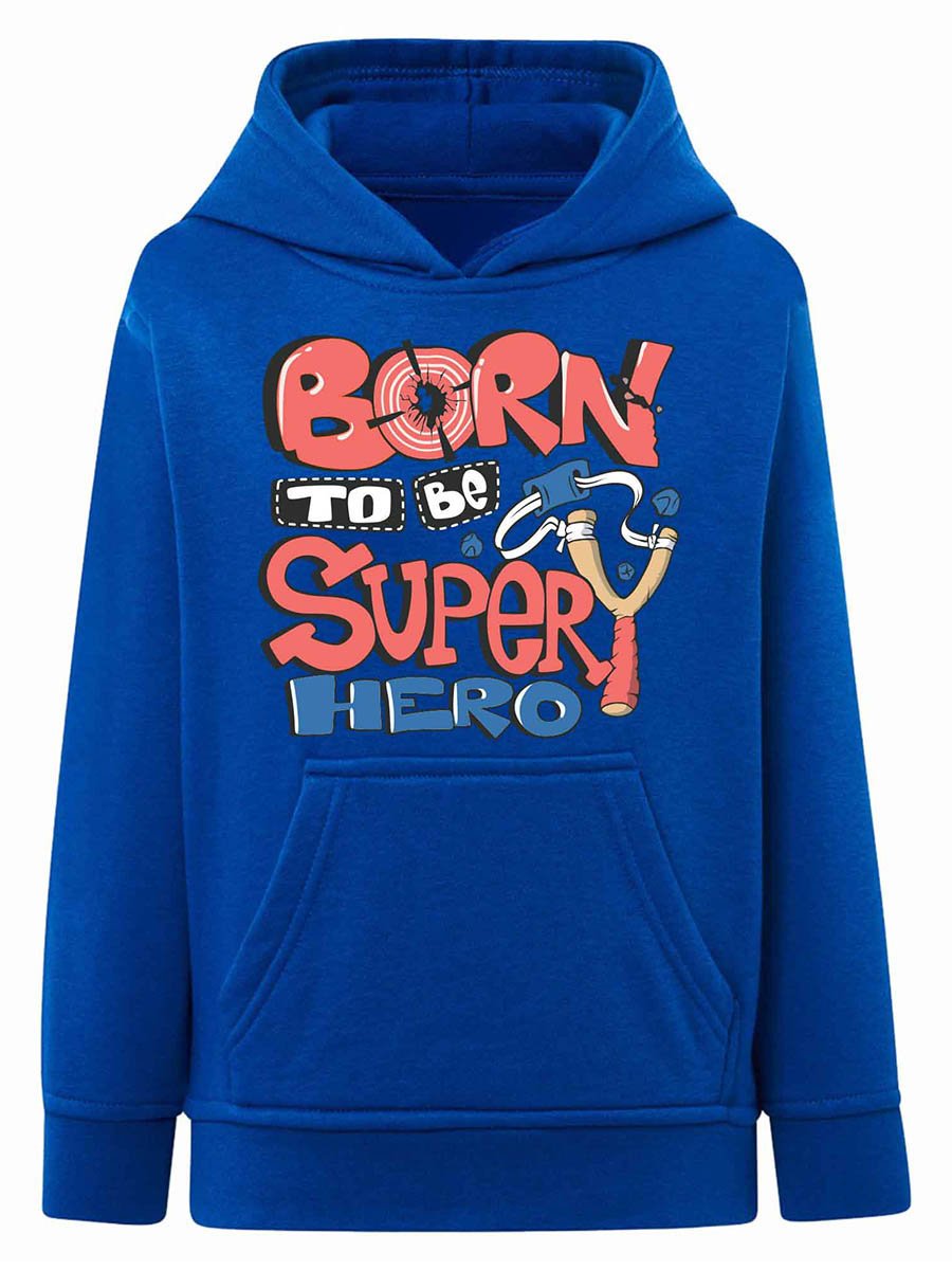 Chłopięca bluza z kapturem Born to be superhero niebieska Tup Tup r.110/116