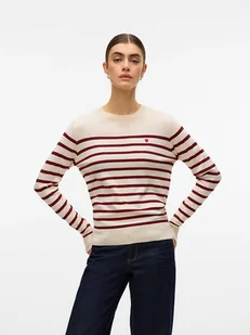 ONLY Sweter w kolorze kremowo-bordowym - Swetry damskie - miniaturka - grafika 1