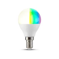 Żarówki LED - Żarówka LED WiFi V-TAC 4.8W E14 Kulka P45 SMART Amazon Alexa Google Home VT-5154 RGB+2700K-6400K 450lm - miniaturka - grafika 1