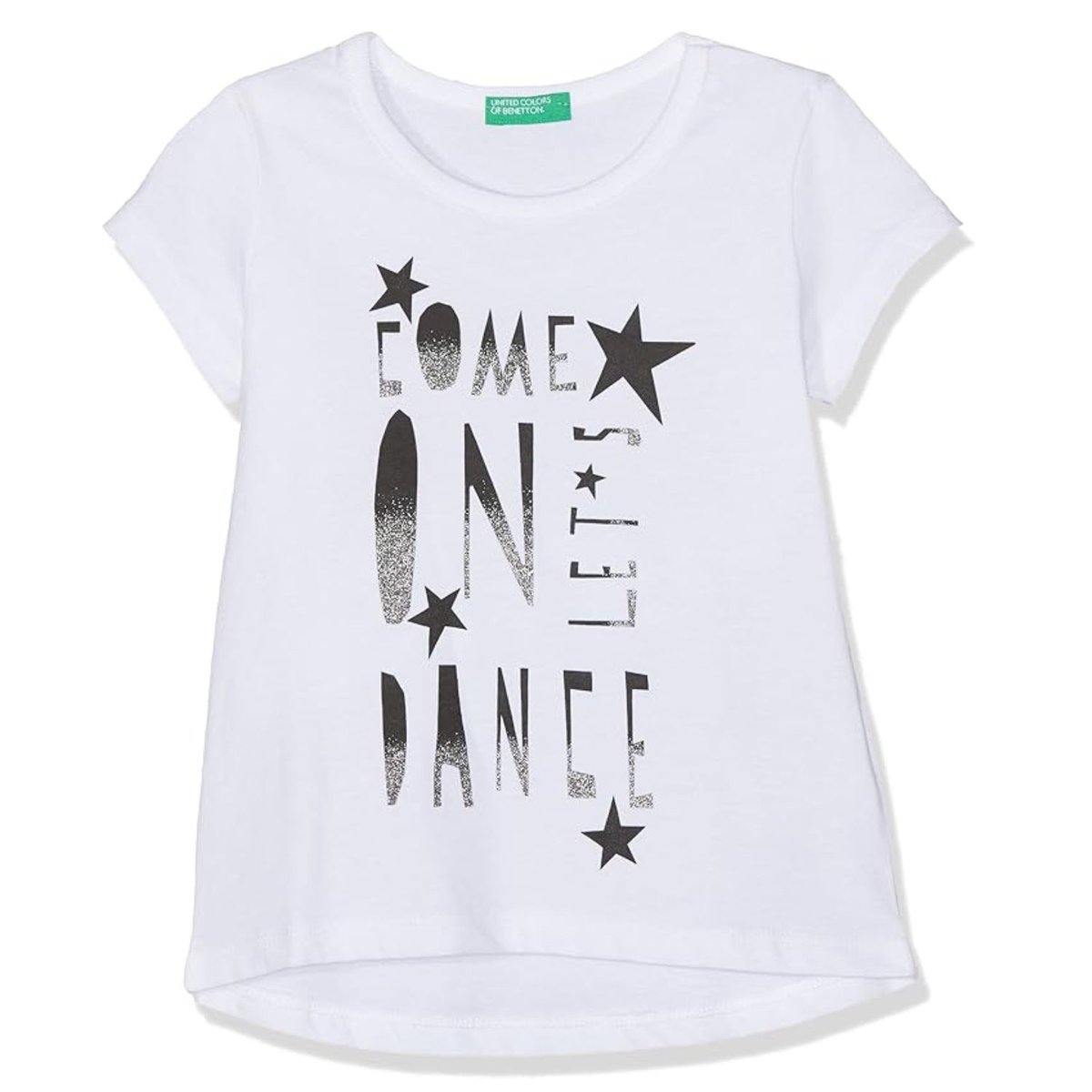 Koszulka dziewczęca United Colors of Benetton biała z nadrukiem krótki rękaw-80