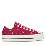 Trampki damskie - Trampki Converse Chuck Taylor All Star Lift Platform Embroidered Floral Patchwork A15535C Bordowy - miniaturka - grafika 1