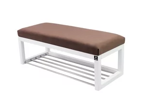 Ławka na buty LPG-4 80cm EMRAWOOD drewno lite kolor biały siedzisko gładkie kolor brązowy - Ławki do przedpokoju Ławka na buty LPG-4 80cm EMRAWOOD drewno lite kolor biały siedzisko gładkie kolor brązowy - Ławki do przedpokoju - miniaturka - grafika 1