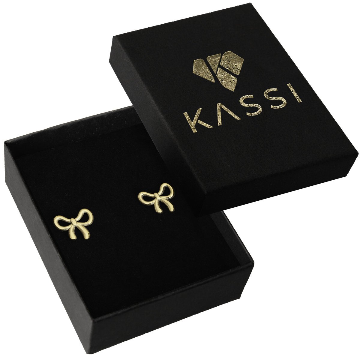 Kolczyki sztyft złote Kokardka stal chirurgiczna stali pozłacane delikatne