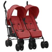 Wózki dziecięce - vidaXL Wózek Wózek spacerowy dla bliźniaków czerwony stalowy 10239 - miniaturka - grafika 1