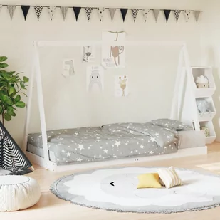 vidaXL Rama łóżka dla dzieci, biała, 90x200 cm, drewno sosnowe - Łóżeczka i kojce - miniaturka - grafika 1