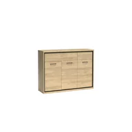 Komody - Komoda M-7 Mediolan Jarstol Natural Hikora Metalowe Wysokie, Wstawka Dąb, Bez Oświetlenia - miniaturka - grafika 1