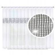 Firany - FIRANA GOTOWA BIAŁA Z CYRKONIAMI FIRANKA WOAL na TAŚMIE 400x150 cm - miniaturka - grafika 1