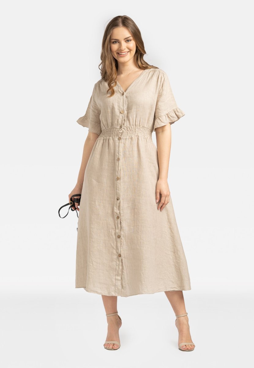 LNIANA SUKIENKA DAMSKA MIDI Z GUZIKAMI