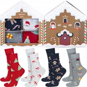 Skarpetki damskie - Zestaw 4x Skarpetki damskie kolorowe SOXO GOOD STUFF wesołe świąteczne skarpety bawełniane prezentowe - 35–40 - miniaturka - grafika 1